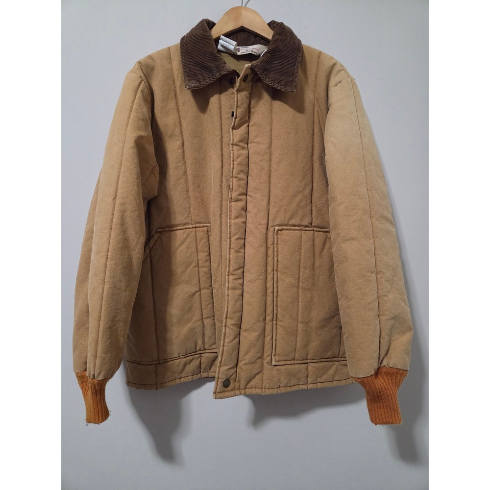 Vintage Walls Blizzard-Pruf Insulated Work Jacket Tan Canvas Corduroy Large USA